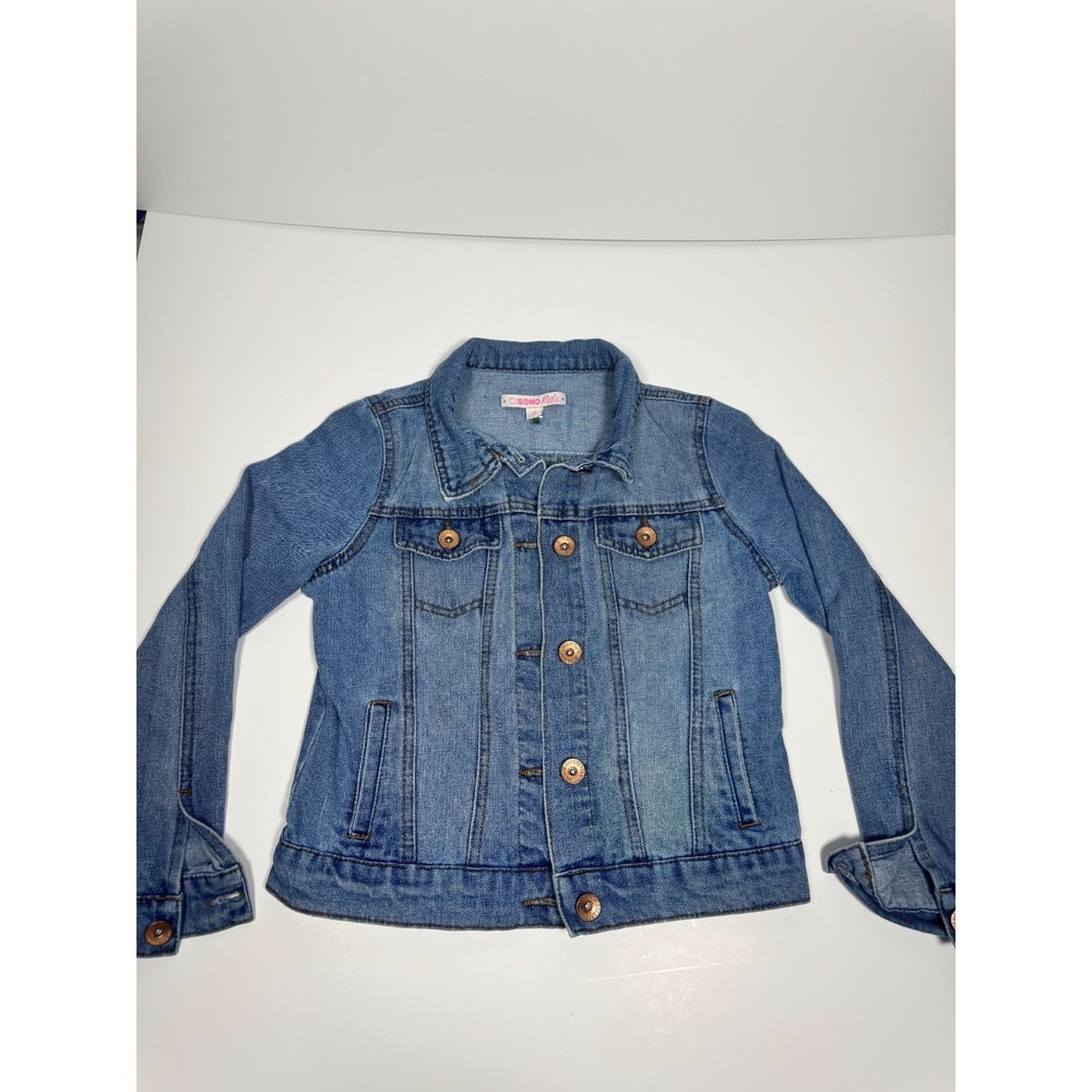 CISO NO Kids Trucker Jacket Girls 8 Blue Denim Medium Wash Button Front Classic‎